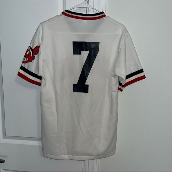 Vintage Cleveland Indians pro Knit Jersey #7 Chief Wahoo Baseball MLB USA made L - Picture 6 of 8